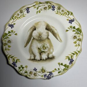 Pier 1 Meadow Bunny Rabbit Spring Daisy Plate New w/ Tags